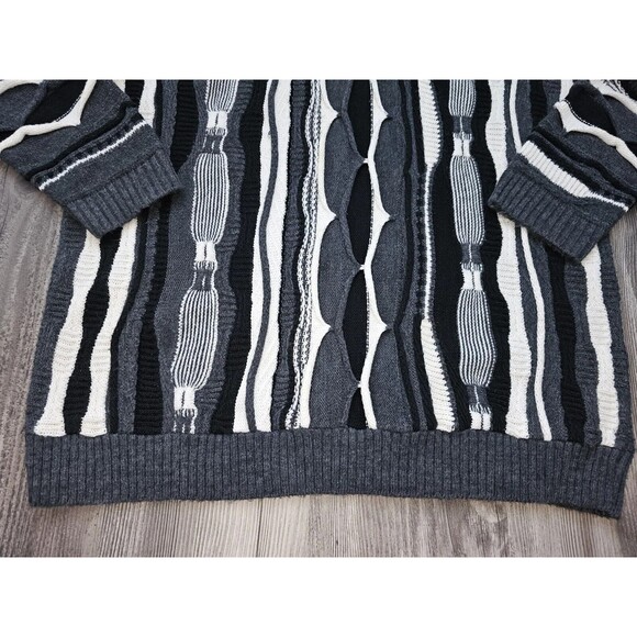 Vtg Mens 2XL Cosby Style Biggie 3D Textured Dad Sweater Geometric Hip Hop 90s - Picture 9 of 11